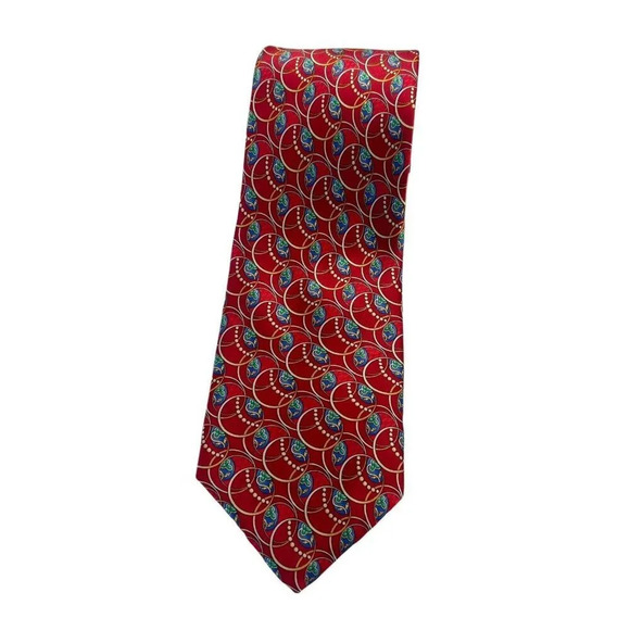 FABERGE Mens 100% Silk Necktie USA Designer Red Multicolor - Picture 2 of 8